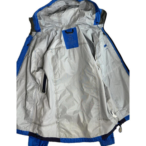 LL Bean Trail Rain Blue Nylon Full Zip Hooded Jacket Windbreaker - Picture 5 of 9